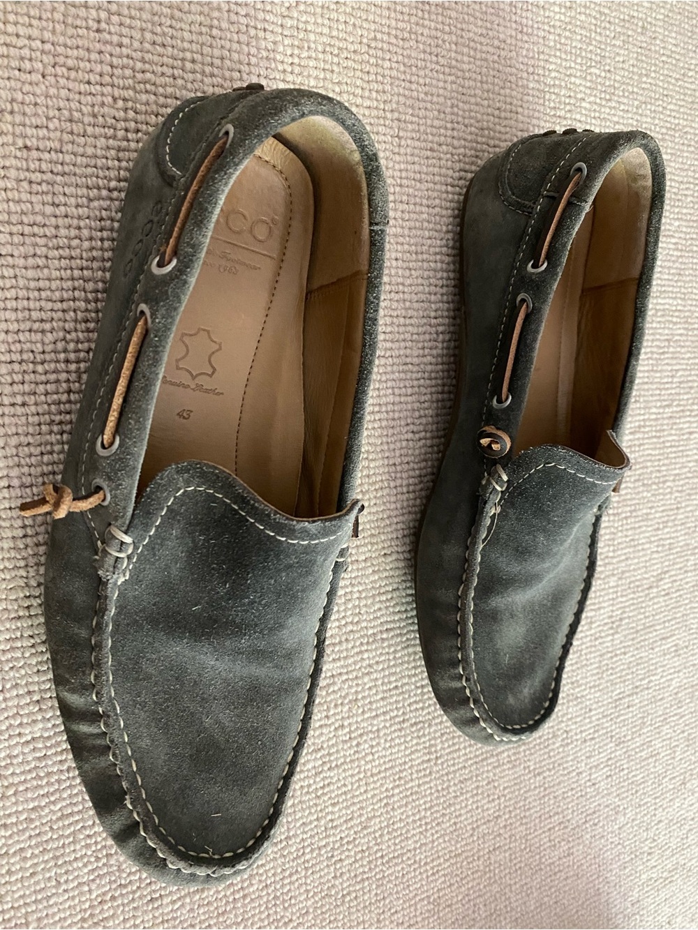 Ecco Gray Suede Slip-On Driving Loafers